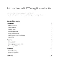 Introduction to BLAST Using Human Leptin