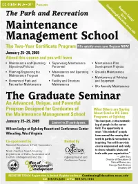 Maintenance Management School the Two-Year Certificate Program Fills Quickly Every Year