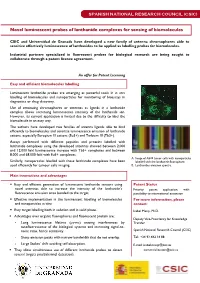 Novel Luminescent Probes of Lanthanide Complexes for Sensing of Biomolecules