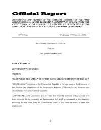 Proceedings and Debates of the National Assembly of the First