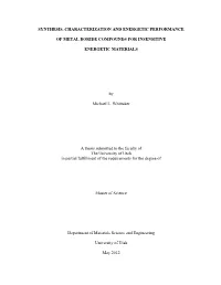 Synthesis, Characterization and Energetic Performance
