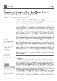 Transcriptomic Changes in Mouse Bone Marrow-Derived Macrophages Exposed to Neuropeptide FF