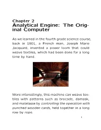 Analytical Engine: the Orig- Inal Computer
