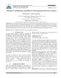 Dynamic Load Balancing Algorithms for Heterogeneous Web Server Clusters