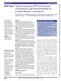 Out-Of-Sequence DTP and Measles Vaccinations and Child Mortality in Guinea-Bissau: a Reanalysis