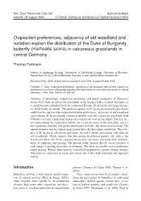 Oviposition Preferences, Adjacency of Old Woodland and Isolation Explain the Distribution of the Duke of Burgundy Butterfly (Ham