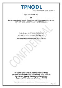 Performance Based Annual Operations and Maintenance Contract for 33/11KV Grids & 33KV Feeders in TPNODL Area