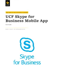 UCF Skype for Business Mobile App