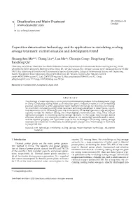 Capacitive Deionization Technology and Its Application in Circulating Cooling Sewage Treatment: Current Situation and Development Trend