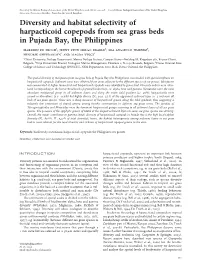 Diversity and Habitat Selectivity of Harpacticoid Copepods from Sea
