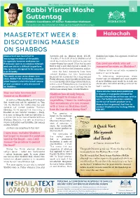 Maasertext Week 8: Discovering Maaser on Shabbos
