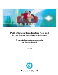 Public Service Broadcasting Now and in the Future - Audience Attitudes