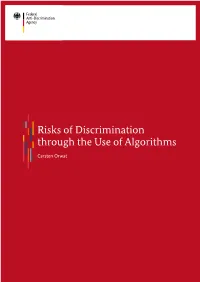 Risks of Discrimination Through the Use of Algorithms
