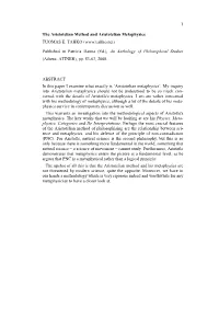 1 the Aristotelian Method and Aristotelian