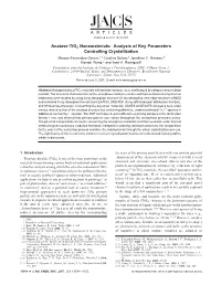 Anatase-Tio2 Nanomaterials: Analysis of Key Parameters Controlling Crystallization Marcos Ferna´Ndez-Garcı´A,*,† Carolina Belver,† Jonathan C