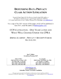 Defending Data Privacy Class Action Litigation
