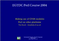 EGTDC Perl Course 2004