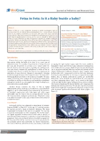 Fetus in Fetu: Is It a Baby Inside a Baby?