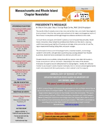 Massachusetts and Rhode Island Chapter Newsletter