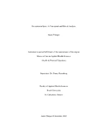 Deception in Sport: a Conceptual and Ethical Analysis