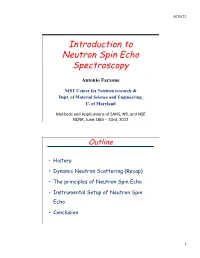 Introduction to Neutron Spin Echo Spectroscopy