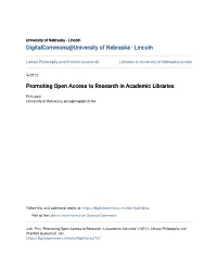 Promoting Open Access to Research in Academic Libraries