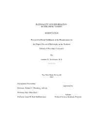 Rational Behavior and Information in Strategic Voting