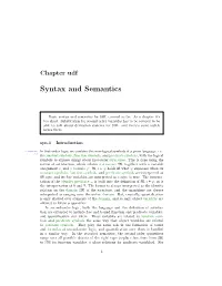 Syntax and Semantics