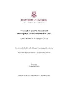 Translation Quality Assessment in Computer-Assisted Translation Tools