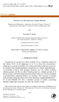 Groups with Almost Modular Subgroup Lattice Provided by Elsevier - Publisher Connector