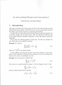 On Series Involving Fibonacci and Lucas Numbers I 1 Introduction