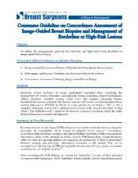 Consensus Guideline on Concordance Assessment of Image-Guided Breast Biopsies and Management of Borderline Or High-Risk Lesions