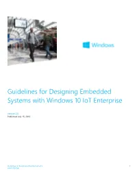 Guidelines for Designing Embedded Systems with Windows 10 Iot Enterprise