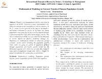 Mathematical Modeling in Current Trends of Human Population Growth