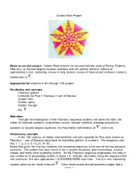 Page 1 Golden Ratio Project When to Use This Project