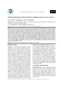 Pathomorphological Changes of Flunixin Meglumine Toxicity in Layer Chicks