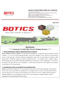 Quotation *****Automatic Fortified Rice Kernel Making Machine***** 1