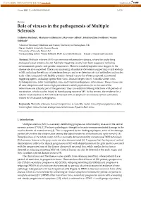 Role of Viruses in the Pathogenesis of Multiple Sclerosis