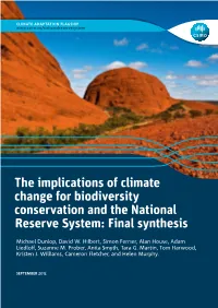 The Implications of Climate Change for Biodiversity Conservation and the National Reserve System: Final Synthesis