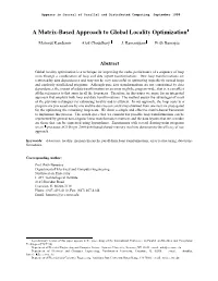 A Matrix-Based Approach to Global Locality Optimization