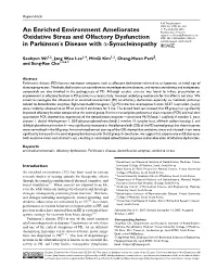 An Enriched Environment Ameliorates Oxidative Stress and Nitrated A-Syn in PD