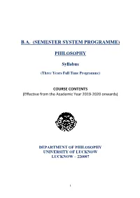 B.A. (Semester System Programme)