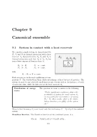 Chapter 9 Canonical Ensemble