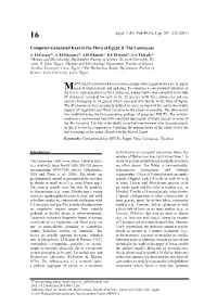 Computer-Generated Keys to the Flora of Egypt. 8. the Lamiaceae A