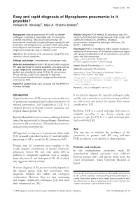 Easy and Rapid Diagnosis of Mycoplasma Pneumonia: Is It Possible? Reham M