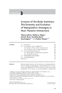 Invasion of the Body Snatchers: the Diversity and Evolution of Manipulative Strategies in Host–Parasite Interactions