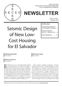 NEWSLETTER Seismic Design of New Low- Cost Housing for El