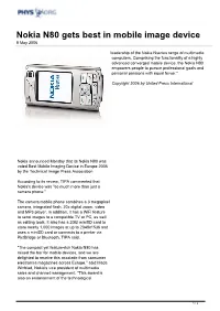 Nokia N80 Gets Best in Mobile Image Device 8 May 2006