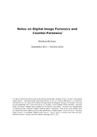 Notes on Digital Image Forensics and Counter-Forensics