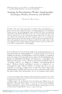 Scripting the Revolutionary Worker Autobiography: Archetypes, Models, Inventions, and Marketsã